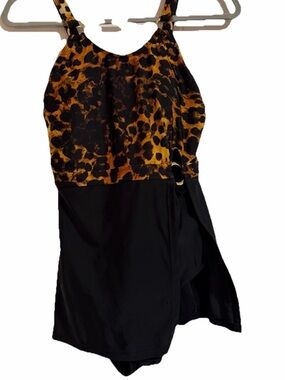 Jaclyn Smith Leopard Print Top with Black Mini Skirt Swim Dress